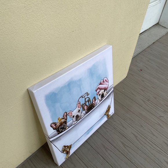 Oliver Gal Wall Art - French Bulldogs Frenchies Frenchie In Bathtub